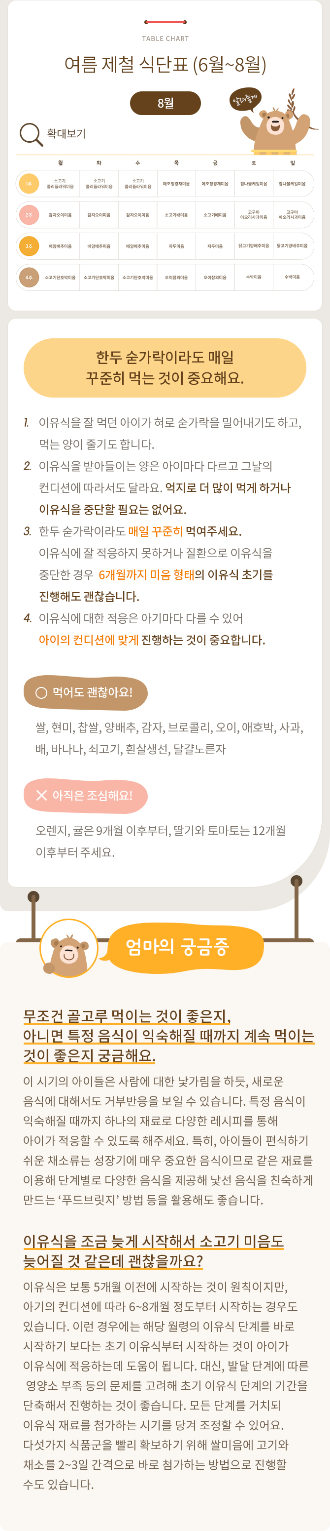 이유식 초기 2단계 식단표